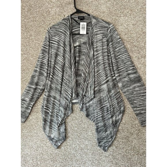 Torrid Black Stripe Space Dye Open Front Drape Cardigan Sweater Size Large (0) - Picture 1 of 7